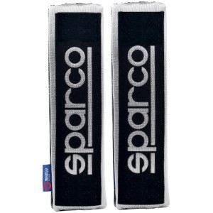 Due spalline nere t.b.t. per sedili auto con logo Sparco argento.