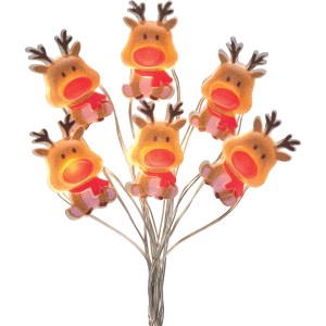 Catena luminosa con renne 20 LED luci multicolore 1,90 m