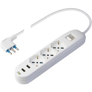 Ciabatta bianca t.b.t. con interruttore e porte USB.