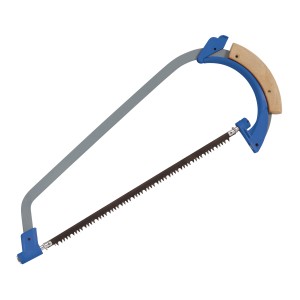 Seghetto ad arco LUX 350 mm con manico blu e telaio grigio. Sega da giardino per legno.
