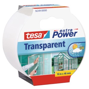 Nastro adesivo trasparente Tesa Extra Power, 10 m x 48 mm, per riparazioni interne ed esterne.