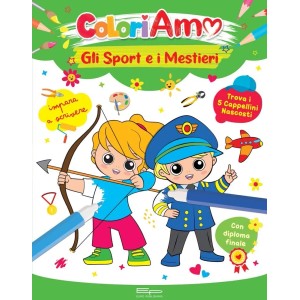 Album coloriamo gli sport e i mestieri con giochi e diploma finale