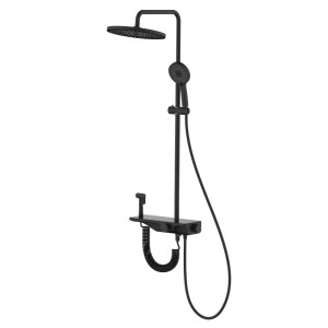 Colonna doccia aQuasanit Nebula nero con doccetta 3 getti e deviatore 4 vie