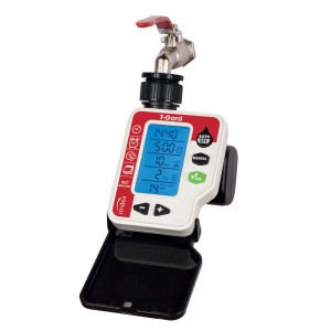 Centralina per irrigazione T-Gard con display e attacco per rubinetto per irrigazione giardino.