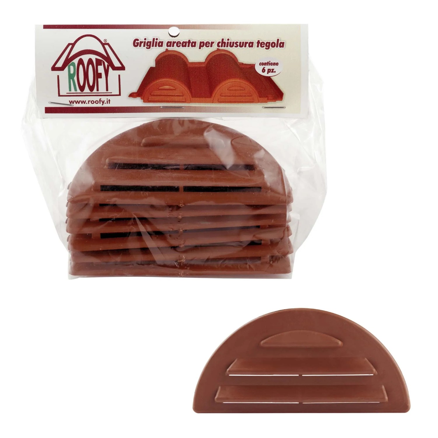 Griglie di ventilazione marroni in plastica per tegole, confezione da 6.