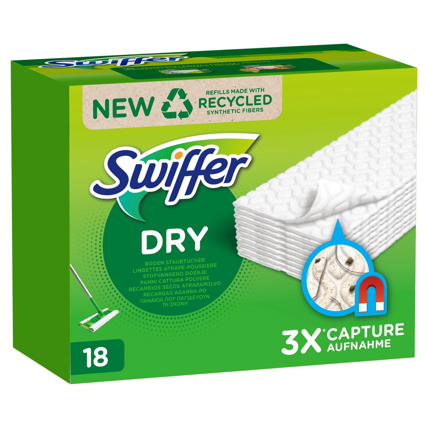 Panno cattura polvere Swiffer Dry ricarica 18 pezzi