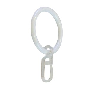 Anello per tenda bianco con clip per set di bastoni per tende Scorritenda.