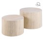 Set 2 tavolini da salotto legno Motrik effetto travertino beige tondo h40 cm