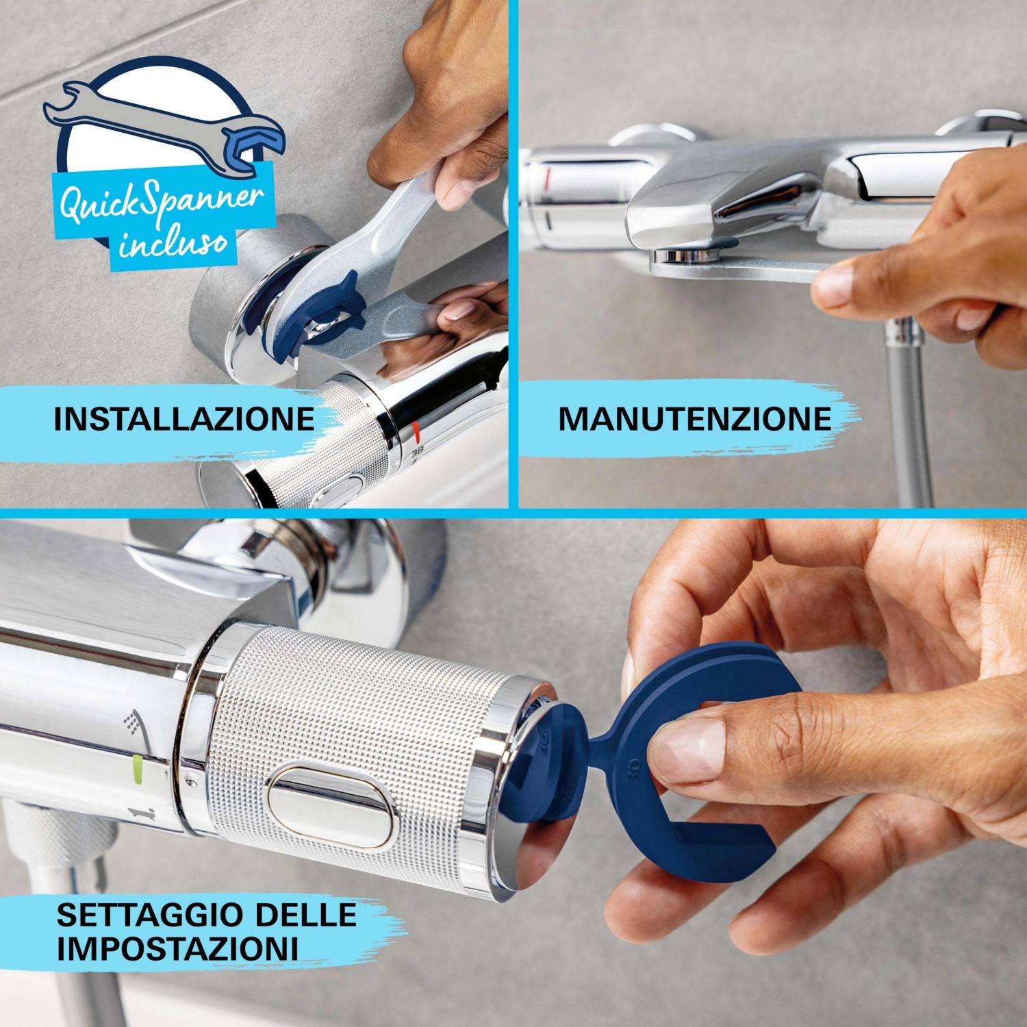 Montaggio e manutenzione del set soffioni t.b.t. con QuickSpanner.