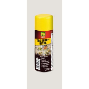 Spray insetticida giallo KB TAC Spray Ultra per insetti volanti e striscianti, 150ml.