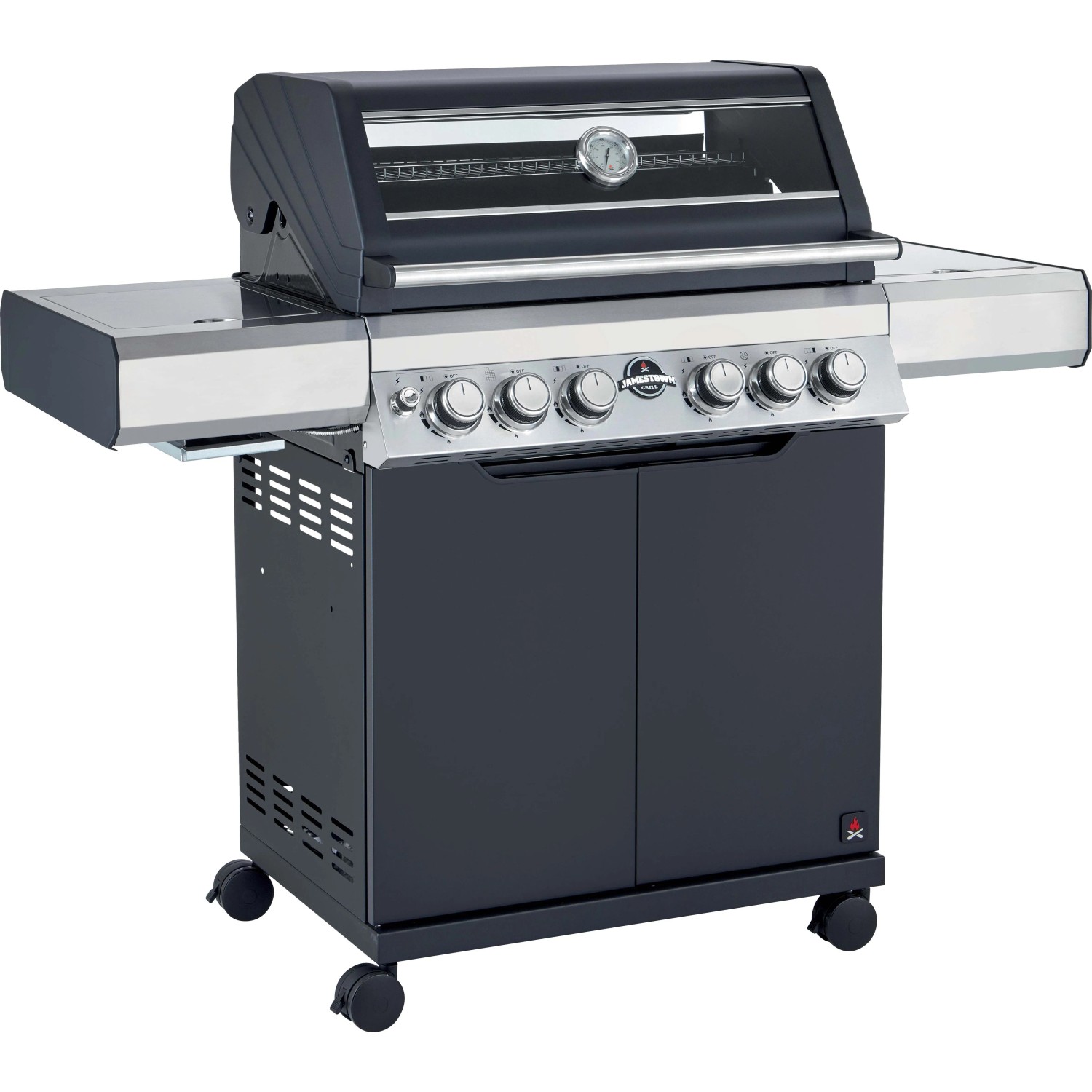 Barbecue a gas Jamestown Knox 4 bruciatori nero e argento 20,5kW_6