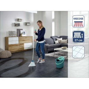 Set Lavapavimenti a frange Classic Mop manico acciaio 3 parti 120 cm