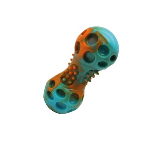 t.b.t. gioco da masticare per cani, resistente in blu e arancione con rilievi.