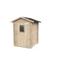 Casetta da giardino in legno Argenta 146x146 cm, abete chiaro, con porta, finestra e tetto scuro.