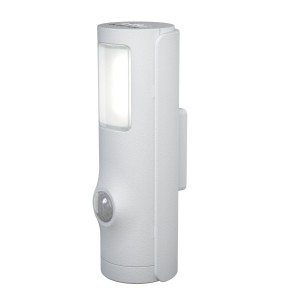 Lampada da parete a LED Ledvance Nightlux Torch bianca con sensore di movimento e luce.