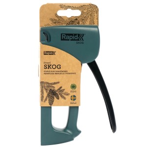 Cucitrice manuale Rapid R53 Skog, spillatrice verde in plastica riciclata al 90% nella scatola.