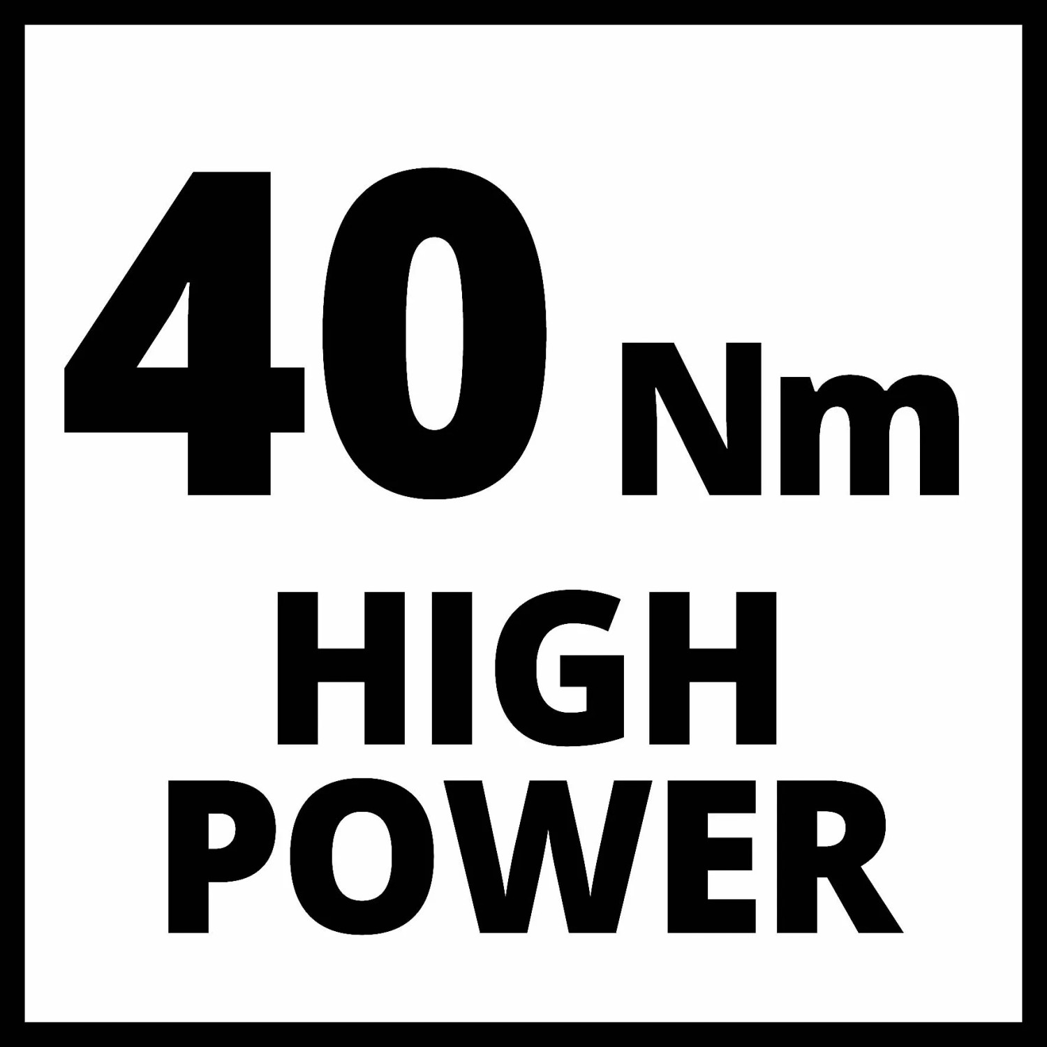 Simbolo di coppia di 40 Nm e "High Power" per avvitatori a batteria.