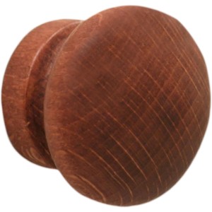 Pomello per mobili in legno, rotondo, marrone. Ideale per armadi e cassetti.
