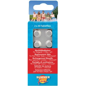 Summer Fun ricarica pastiglie per tester acqua, 2x30 pezzi, per misurazione cloro/pH.