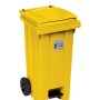 Cestino giallo t.b.t. con coperchio, pedale e ruote.
