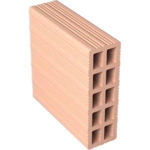 Immagine di un mattone da costruzione t.b.t. rosso chiaro con fori.