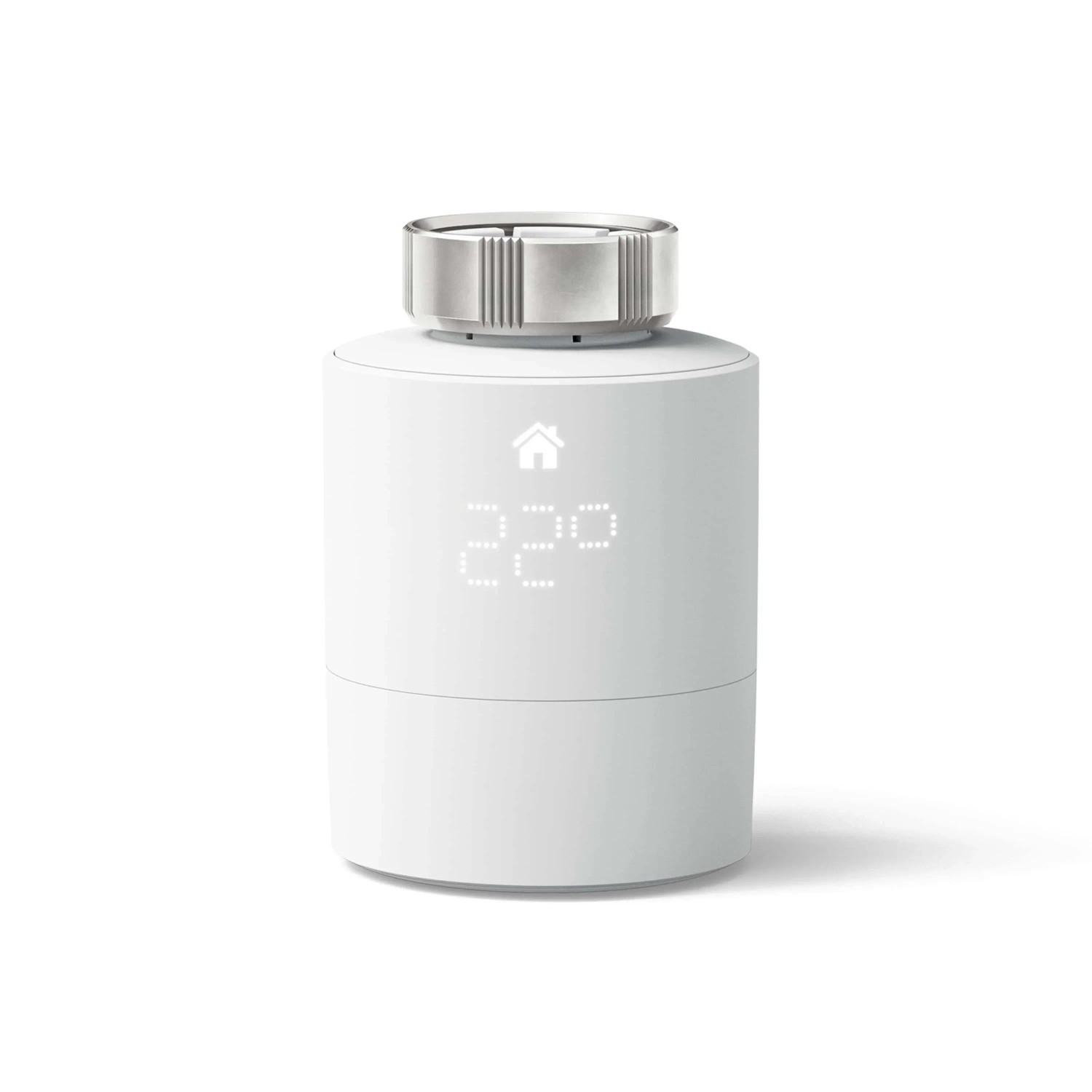 Termostato intelligente per radiatore tado° aggiuntivo per controllo stanza, design bianco.