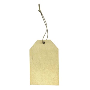 Etichetta in legno t.b.t. con cordino per accessori artistici.