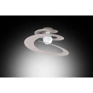 Plafoniere t.b.t. moderna con design curvo e lampadina bianca.