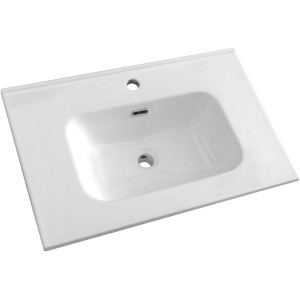Lavandino in ceramica bianco t.b.t., lavabo da appoggio per bagno e WC.