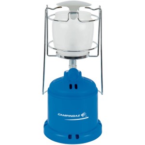 Campingaz Lampada Camping 206 L: Lampada da campeggio blu con protezione in vetro e maniglia.