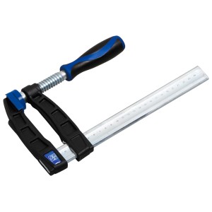 Morsetto a vite in ghisa malleabile LUX 200x100 mm Comfort, utensile di serraggio con manico blu-nero.