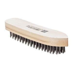 Spazzola a mano LUX con setole in acciaio e manico in legno, 6 file, per pulizia e rimozione ruggine.