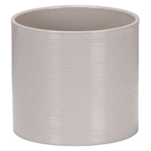Scheurich portavaso 828, Ø 14 cm, Sesame, in ceramica con sottili scanalature orizzontali.