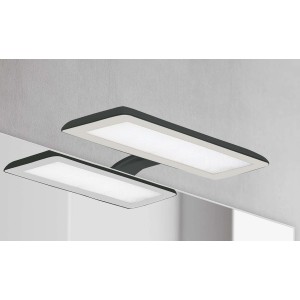 Accessorio per specchio t.b.t. con luce LED rettangolare grigia.