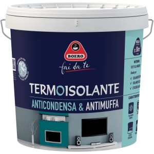 Secchio di pittura per interni Boero, termoisolante, anticondensa e antimuffa.