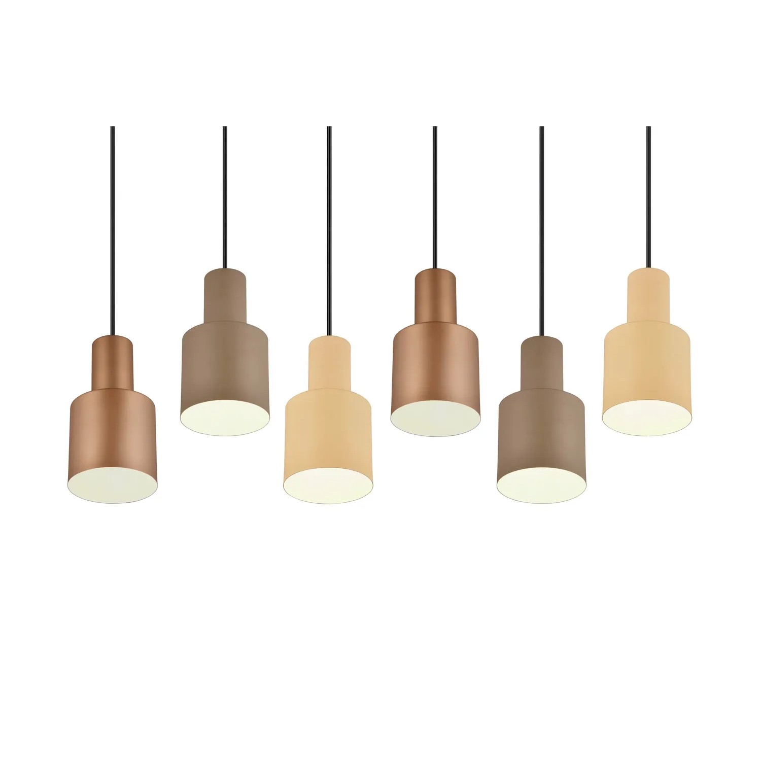 Moderna lampada a sospensione Trio Agudo, 6 luci multicolore (beige, caffè, tortora, nero).