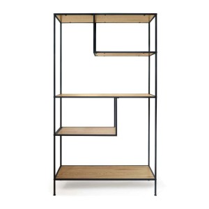 Mobile in legno e metallo 100x33xh178 cm legno chiaro