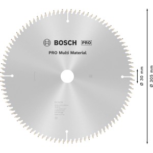 Lama per sega circolare Bosch Multi Material, diametro 305 mm, 96 denti per tagli precisi.