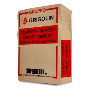 Sacco di malta cementizia Grigolin, Portland 42,5 R, tipo II/A-LL.