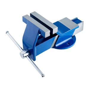 Morsa LUX Classic 125 mm blu con ganasce in acciaio e incudine per lavori in officina.