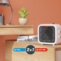 Termoventilatore ceramico compatto Nevala 2in1 (1500 W) con funzione ventilatore su un tavolo.