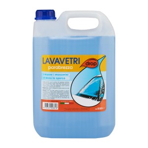 Tanica di liquido lavavetri blu per la cura dell'auto.