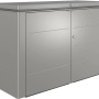 Biohort HighBoard 200 box da giardino, grigio quarzo metallizzato, box universale con ante a battente e coperchio bloccabile.