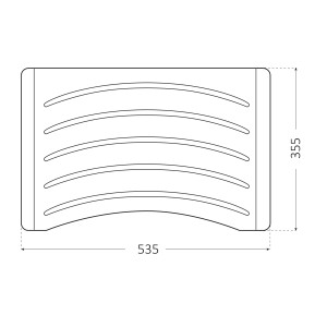 Disegno tecnico di un Lavatoi con dimensioni 535 x 355 mm.