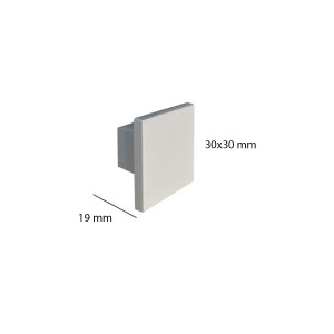Pomello per mobili quadrato argentato, dimensioni 30x30 mm.