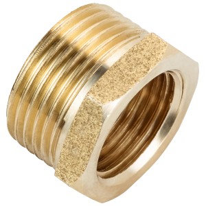 Riduttore in ottone per pompe, maschio 26,4 mm (R 3/4) x femmina 18,6 mm (Rp 1/2) per impianti idrici domestici.