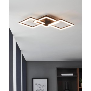 Moderna lampada da soffitto a LED Eglo Paranday-Z, 65 cm, bianco e nero con elementi luminosi quadrati.