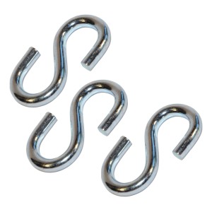 Set di tre ganci a S color argento.