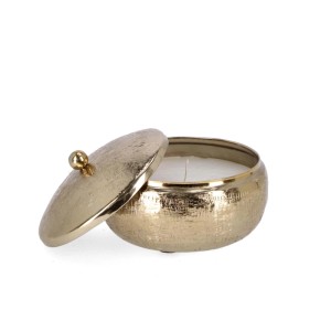 Candela Lathe bombata con coperchio 16,5 cm oro