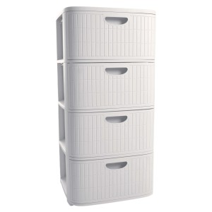 Cassettiera bianca t.b.t. con quattro cassetti.